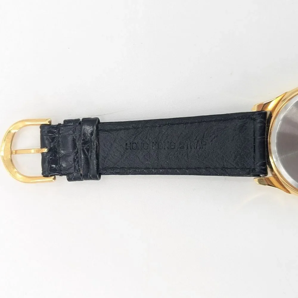 Armitron Looney Tunes Collectors Edition Gold Black Leather Band Watch